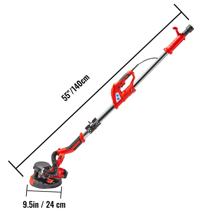 VEVOR Drywall Sander 850W Electric, Electric Sander Variable Speed 800-1750RPM, Drywall Sander Foldable Sheetrock Sander, with Telescope Handle, Vacuum Bag Drywall Sanders 6 Sand Pads