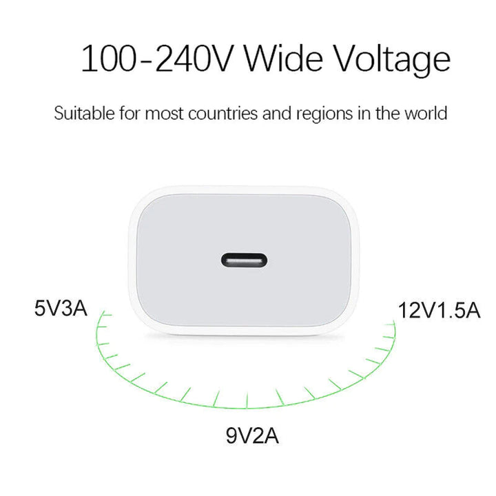 2024 20W USB-C Fast Charger PD Adapter Cable for Iphone 14/13/12/11 XR Pro Ipad