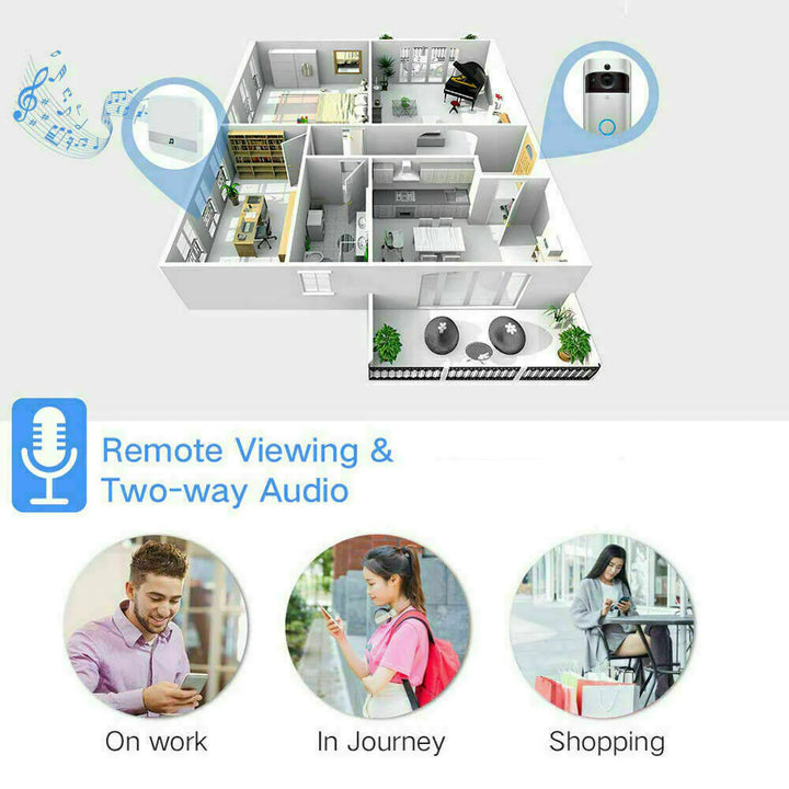 Smart Wireless Wifi Video Doorbell Phone Door Ring Intercom Security Camera Bell